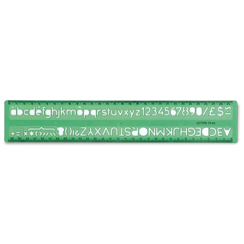 ARDA NORMOGRAFO IN POLIESTERE 30 CM ALTEZZA CARATTERI 10 mm VERDE